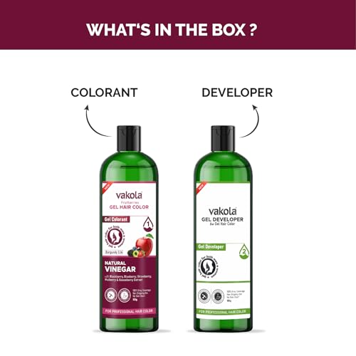 Image of Burgundy 20 Minutes Gel Hair Color, Fruitberries Extracted - 100% Grey Coverage, No Skin Stain- 100ML Developer and 100ML Colorant, Pack of 1