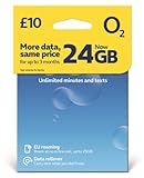 O2 PAY AS YOU GO SIM CARD WITH £10 BUNDLE - 8 GB AND UNLIMITED CALLS AND TEXTS - ROAM IN EUROPE