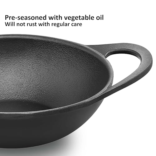 Image of Hawkins Futura 3.5 Litre Cast Iron Kadhai, Naturally Nonstick Cast Iron Kadai with Glass Lid, Cast Iron Cookware for Kitchen, Black (CIK35G)