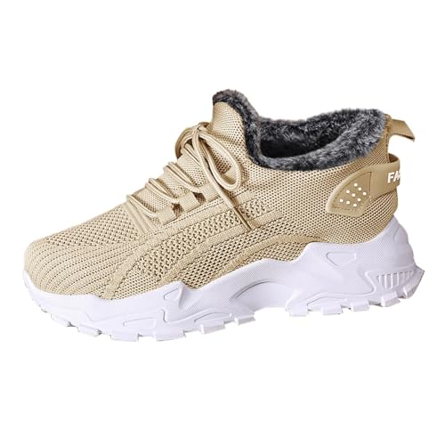 Baskets d'hiver pour femmes chaussures basses beiges fourrées taille 40