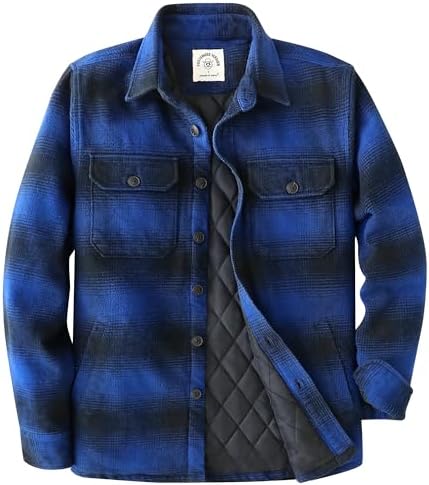 Dubinik® Flanell Jacke Herren Baumwolle Kariert Coats Warm Gefüttert | Leichte Jacke, Weich Casual Langarm Button, Freizeithemd mit Jackenfunktion, Geeignet für die tägliche Wärme