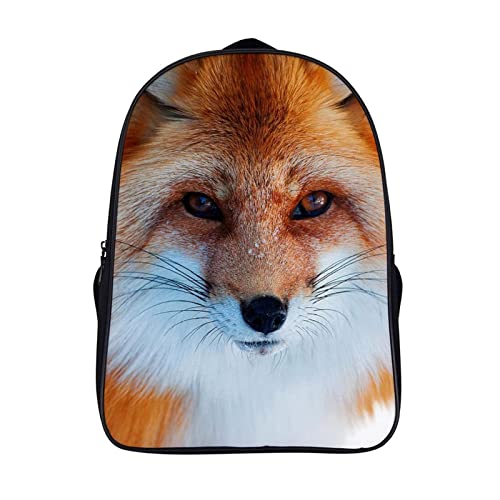 Mochila de viaje cómoda con diseño de zorro 3D para adolescentes y adultos activos