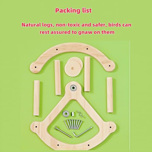 Image of Bird Toys for Parrots,Wooden Exercise Wheel & Intelligence Puzzle, Interactive Rocking Parakeet Toys and Perches, Budgies Perch Toy,Conure Toys