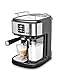 Morphy Richards Traditional Pump Espresso Coffee Machine & Automatic Milk Frother, 15 Bar Pressure, One Touch Espresso, Cappuccino, Latte Maker, Stainless Steel, 172023, Black