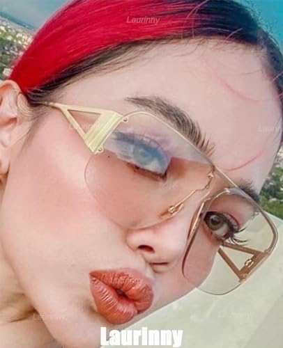 Trendy Aviator Sunglasses for Women Men Oversized Retro Rimless Fashion Metal Glasses Shades Lentes De Sol Mujer4