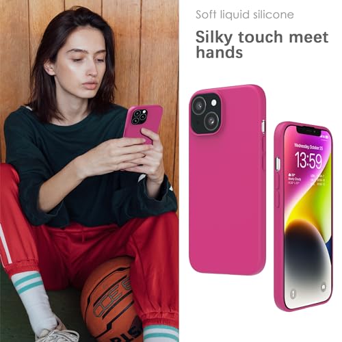 Image of YATWIN Silicone Back Case for iPhone 13 Mini, Soft-Touch Phone Back Cover for Apple iPhone 13 Mini - Magenta
