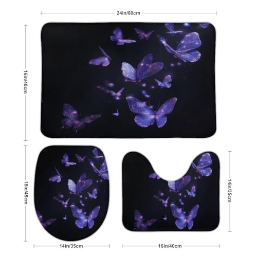 Evite resbalones con este juego de alfombras de baño de 3 piezas antideslizante con mariposas 3