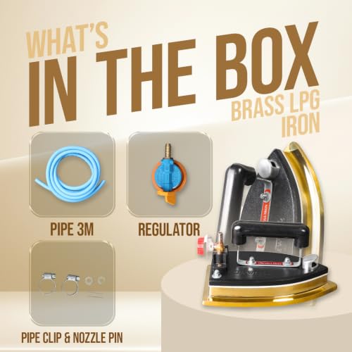 Image of LPG Gas Iron with Brass Base | Heavy Duty 6.5KG Industrial Gas Iron | High-Temperature Steam-Free Press Iron | Commercial Garment Iron for Tailoring & Factories