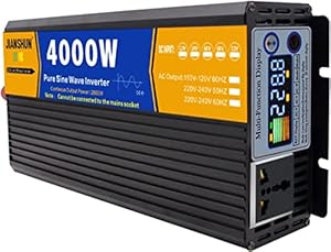 AADECOR Spannungswandler 3000W 4000W 5000W 6000W 8000W Reiner Sinus Wechselrichter DC 12V 24V 48V 60V auf/AC Kfz Inverter, mit Steckdosen, für Campingreisen Im Freien, 8000W-60Vto