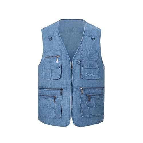 Image of Hbufnha Men's Casual Safari Travel Vest 16 Pockets Outdoor Work Vest Sleeveless Jacket Fishing Hiking Photograph