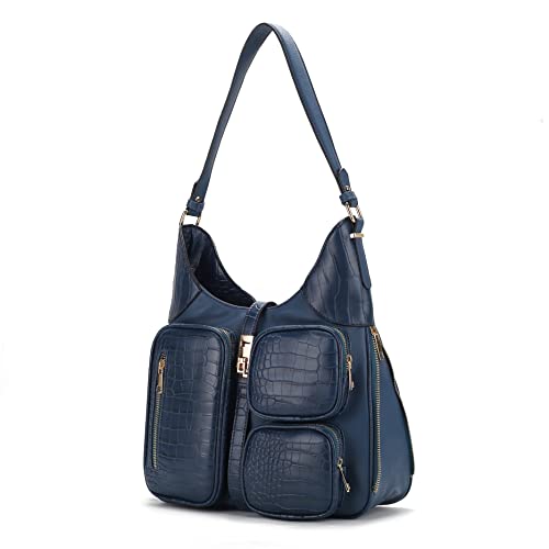 Image of MKF Collection Shoulder Bag for Women, Handbag Purse Top-Handle Hobo Bag Crocodile-embossed Vegan Leather Purse