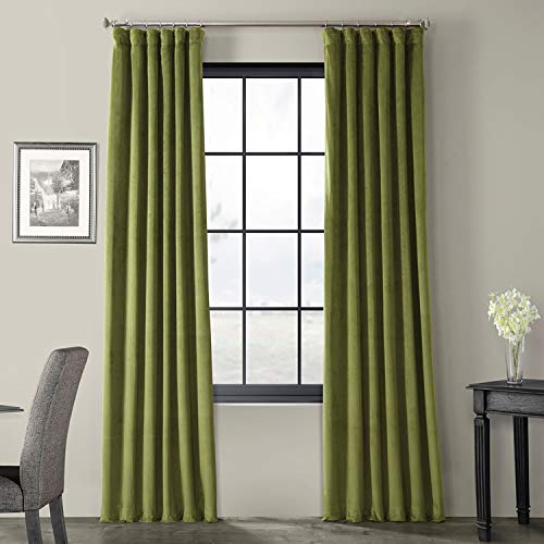 HPD Half Price Drapes VPCH-P Signature Blackout Velvet Curtain (1 Panel), 50 X 120, Basque Green