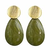 Pendiente Lagrima plana (verde oliva)