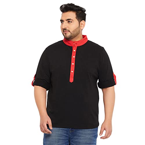 Image of Bigbanana Plus Size Men's Regular Fit Solid Henley Tshirt