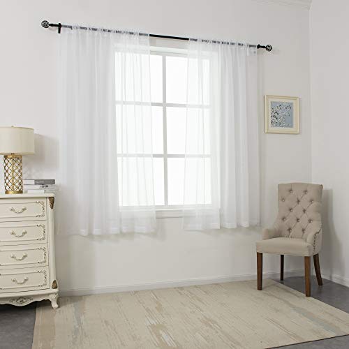 2 Panels Sheer Voile Curtains Draperies - Window Treatment Rod Pocket Light Filttering Curtains Drapes Panels for Bedroom Living Room Party Backdrop, White, 52 Inch by 63 Inch