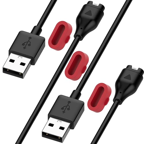 QHBAMD 2 Pack Charger for Garmin Forerunner 745/Active/vivoactive 4,Compatible with Garmin Fenix 6s/Move Luxe,USB A Charging Cable Dock Cord 3.3ft/1M with Charger Port Dust Plug