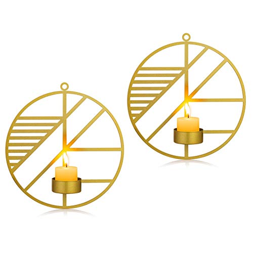 Sziqiqi Candelabro de Pared del Estilo Retro, Candelero Colgante de Arte de Hierro para Decoración de Casa, Montado en la Pared Sostenedor de Vela, Oro