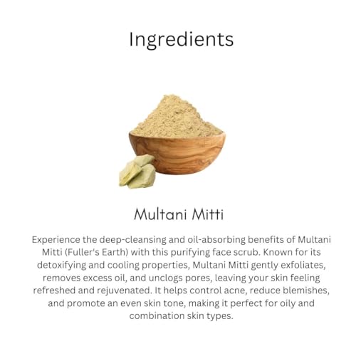 Image of Khadi Multani Mitti Face Scrub 100 gm | Deeply Cleanses & Hydrates | For Glowing & Brightening Skin | For Acne, Clog Pores & Excess Oil | All Skin Types Exfoliating Scrub for Men & Women