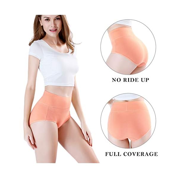 wirarpa-Womens-High-Waisted-Cotton-Underwear-Ladies-Soft-Full-Briefs-Panties-Multipack wirarpa Women's 4 Pack Cotton Underwear High Waisted Briefs Ladies Panties Underpants Green Orange Red Purple X-Small