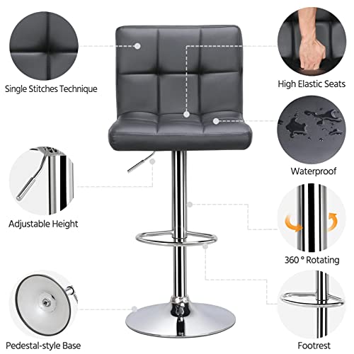 Yaheetech Bar Stools 4Pcs Modern Adjustable Kitchen Island Chairs Counter Height Barstools Swivel Pu Leather Chair Black 30 Inches,X-Large Base And Seat, Grey #TOP4
