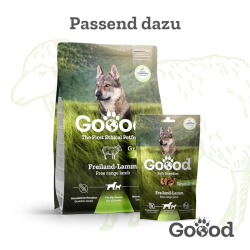 Goood - Adult Freilandlamm - Nassfutter, Hundefutter - mit regionalem Gemüse und Beeren - Getreidefrei, Glutenfrei, Weizenfrei, Ohne Konservierungsstoffe - 6 x 400g