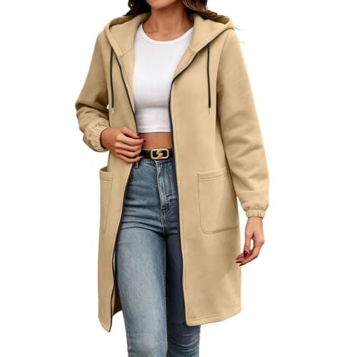 Long Sweatshirt Jacket for Women Zipper Cardigan Sweaters Fleece Jacket - image 4