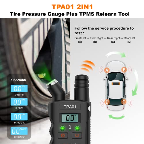 image for VXDAS TPA01 TPMS Relearn Tool for GM, 150PSI Digital Tire Pressure Gau