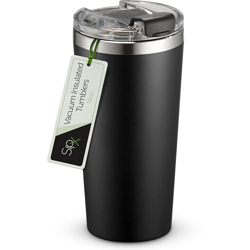 SIPX&trade; 16 oz Insulated Coffee Tumbler with Leakproof Lid &ndash; Stainless Steel, Vacuum Insulated...
