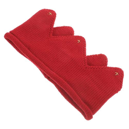 Knit Crown Hat Warm Thick Knitted Winter Headband for Boys Soft Stretchy Birthday Party Beanie for Boy Girl Cute Accessory in Red