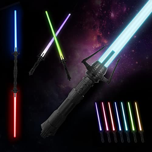 🎁🪐🗼【La Scelta Migliore per il Regalo Ideale】Una robusta LED RGB 7 colori lightsaber con effetti sonori per adulti e bambini, una spada laser che brilla al buio, immagina te stesso come un guerriero, perfetto per feste di Natale, accessori per costumi di Halloween, regali di compleanno di Natale, bomboniere per cosplay di costumi per bambini adolescenti adulti.