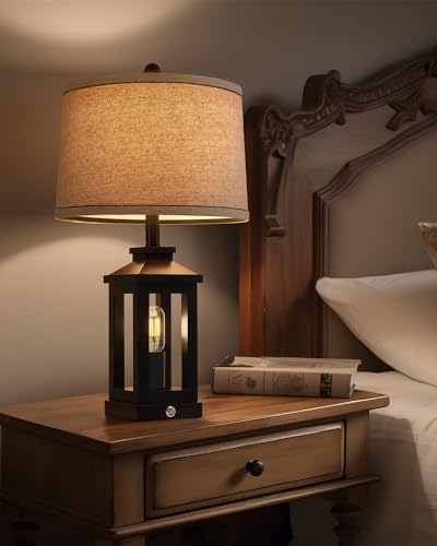 G-Safava 23.75 Inch Retro Farmhouse Black Table Lamp For Living Room Bedroom Nightstand Single Pack Touch Control Bedside Nightlight Vintage Modern Lamp With Usb C+A Ports And 2 Light Sources thumb #5