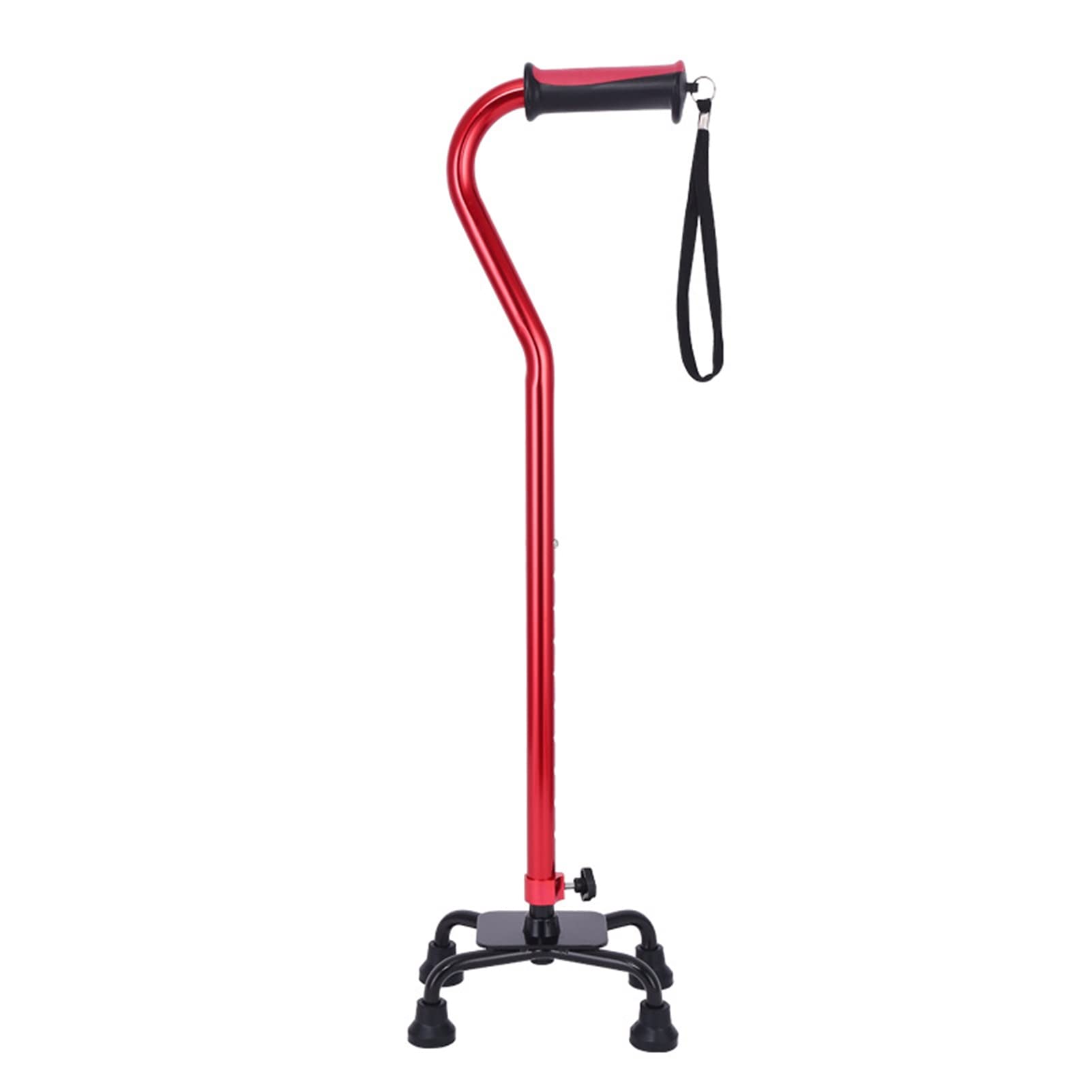 Bastón Cuadrúpedo, Bastón Ligero de Aluminio,Muletas Ajustable para Personas Mayores (Color : Rouge, Size : 71-94cm/28-37)