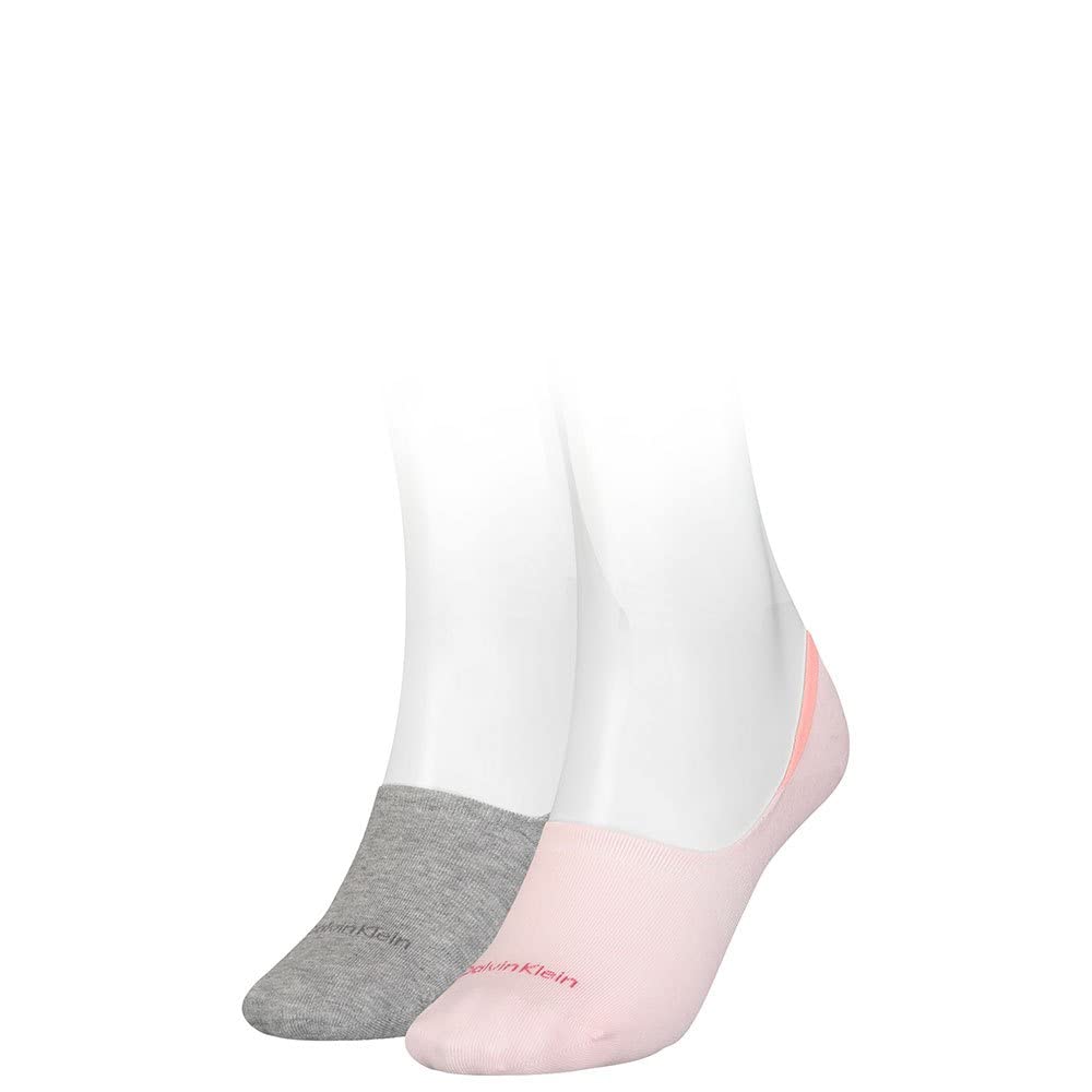 Calvin Klein womens Cotton Logo Women's No Show Socks 2 pack Footie, Pink, 35/38