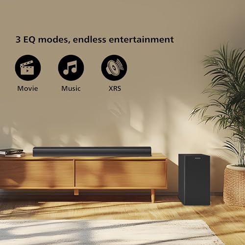 Image of Philips TAB4319 Soundbar: 2.1 CH 80W Wired Subwoofer, Powerful Bass Effect - Bluetooth, HDMI ARC & Multiple Connectivity