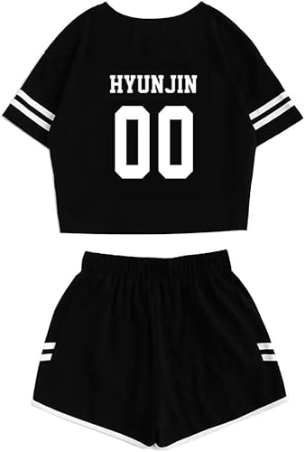 JUNG KOOK Kpop Stray Kids Shirt + Shorts Set Merch Felix Bangchan Hyunjin Changbin Minho Woojin Seungmin Shorts T-Shirt Tee