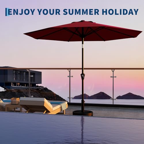 Garvee 9FT Outdoor Patio Umbrella with Tilt and Crank, Beach Pool Umbrella Outdoor Table Umbrellas Parasol UPF50+ Sunshade for Deck, Yard, Market, Red image 4
