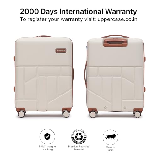 Image of uppercase Rock (M+L) Set of 2, Check-in Trolley Bag, Hardsided Anti-Scratch 8 Wheel Luggage, TSA Lock & Anti-Theft Zippers, Suitcase for Unisex, 2000 Days Warranty (Beige)
