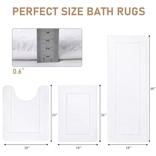 Pauwer 3 Piece Plush Bath Mat Set, Non Slip Shaggy Bathroom Rugs with U-Shaped Contour Toilet Mat for Bedroom Living Room