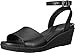 Crocs Women's leighann Anklestrap Lthr Wedge Sandal, Black, 8 M US