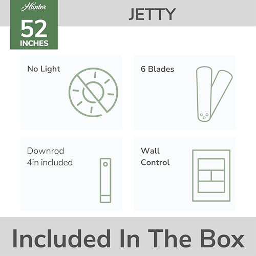 Image of Hunter Jetty, Outdoor or Indoor, Ceiling Fan, 52 inch, Matte Silver