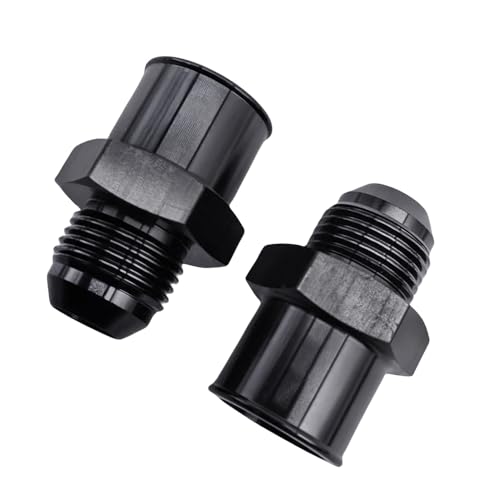 GOLACOD Billet Aluminum 10AN Valve Cover Adapter Fittings, Pair, Black - Push-In Grommet Style for 1.22