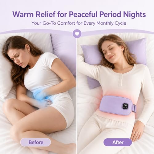 Image of Heating Pad for Period Cramps, Menstrual Heating Pad with 3 Heating & 3 Vibration Modes, 5000mAh Battery Capacity, Pain Relief Gifts for Women Girls Her