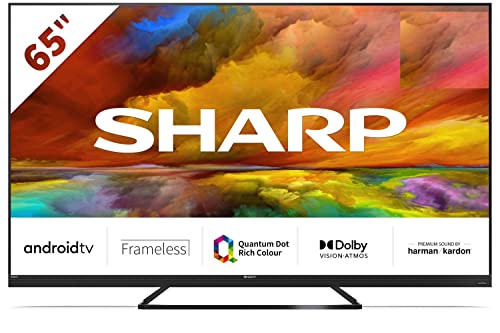 Sharp Quantum Dot 55EQ3EA - 55' TV Android 4k Ultra HD (4X HDMI 2.1, 2X USB, Bluetooth), Dolby Vision, Dolby Atmos, Assistente Google, Chromecast, Altoparlanti Premium Harman/Kardon 2x15W, nero