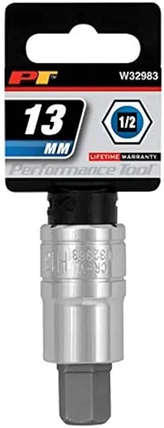 Performance Tool W32983 1/2 Drive 13mm Hex Bit Socket, 1 Pack