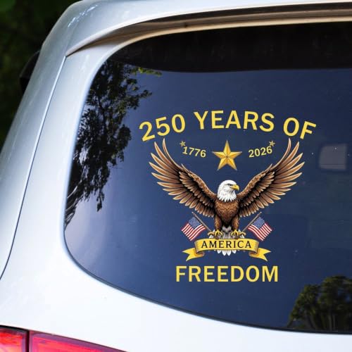 Image of 2pcs 250th Anniversary of America Merchandise Car Window Decal | 4th of July Independence Day Sticker 1776-2026 Commemorative Bumper Stickers for Car Truck Waterproof Vinyl Decals 10 inch