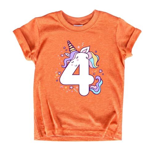 Image of Unicorn 4th Birthday Shirts for Toddler Girls Outfit 4 Year Old Fourth Four Shirt