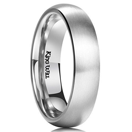 King Will Bague en Titane Argentée 5 mm Domée – Alliance de Mariage pour Hommes et Femmes, Finition Brossée/Mate, Confort Ajusté 62.2 (19.8)