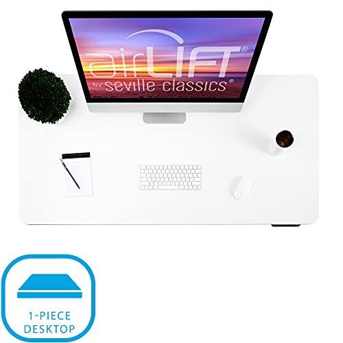 Image of Seville Classics AIRLIFT Pro S3 54 inch Solid-Top Commercial-Grade Electric Adjustable Standing Desk (51.4 inch Max Height) Table - Gray /White