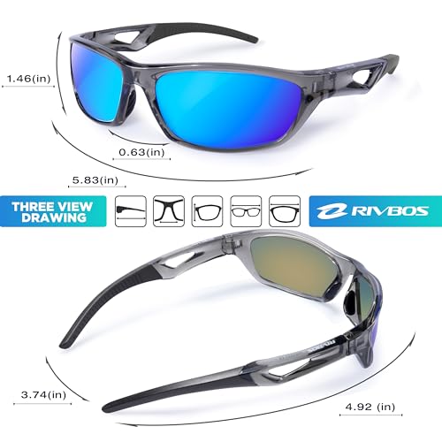 Image of RIVBOS Polarized Sports Sunglasses Driving Sun Glasses Shades for Men Women Tr90 Frame for Cycling Fishing Running RB831