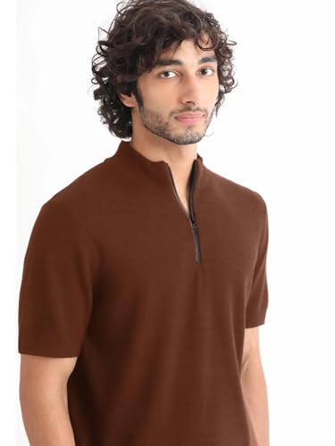 Image of LEOTUDE Men's Polo Zipper Collor Neck Regular Fit Matty Half Sleeve Colourblock Multicolour Tshirts Combo (Colour: Black)
